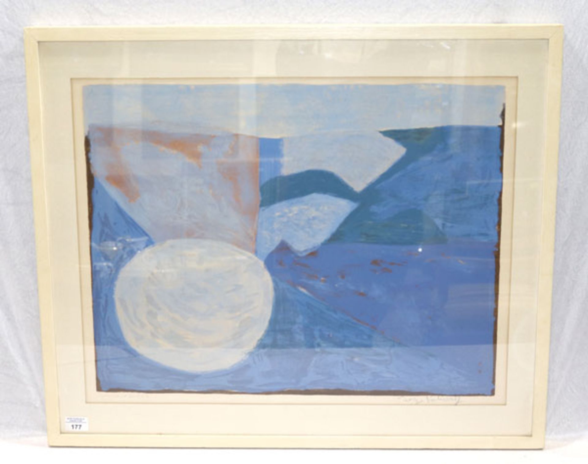 Farblithografie 'Composition bleue',signiert Serge Poliakoff, * 1899 + 1969, rechts unten mit