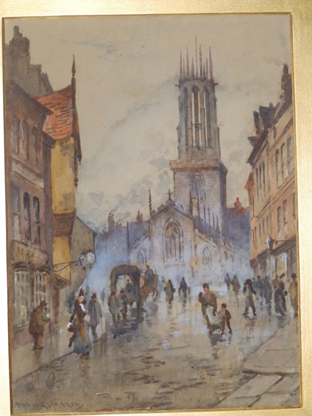 Frank Harris – Two watercolours – 'Evening in the City', 10.5” x 7.5” and 'William's College', 7”