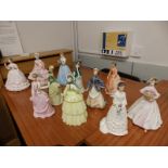 11 Royal Worcester crinoline ladies.