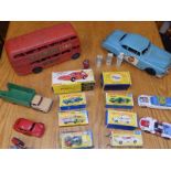 A Matchbox Lesney boxed VW camper, a VW 1600TL, a Corgi Whizzwheels Ford Capri & a collection of