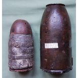 Two trench mortar bombs; 4" British (very rare) and one other. (2)