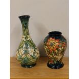 A modern Moorcroft vase decorated orange flowers - 'For Anthea 9/8/98 Beverley Wikes for Moorcroft',