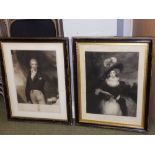 After Lawrence - a black & white printed portrait of Lord Viscount Castlereagh and a companion