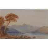 John Varley OWS (1778-1842) - watercolour - Mountain landscape, possibly Wales, initialled, 4.25"