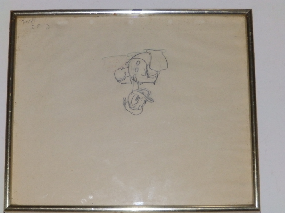 A preparatory drawing for a film animation cel depicting Donald Duck - 'TRAC52', initialled by - Image 2 of 3