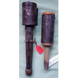 Two stick grenades; German - 1915 with later wooden handle & French WWI 'Grenade Contre Fil