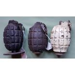 Three British hand grenades; No.5 & No.23 - WWI and one other. (3)