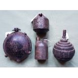 Four grenades; two German examples from 1915, German 1917 and one French. (4)