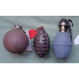 Three WWI grenades; French Bracelet grenade 1914, Italian Sipe & French gas 'Suffocate' 1916. (3)