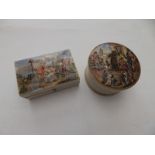 A small Victorian Staffordshire paste pot - 'The Village Wakes…' 3" diameter, together with a