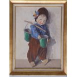 Feher Lolly - a pair of oils on canvas board - Little Dutch boy & girl, signed, 15.5" x 11.5" (2)