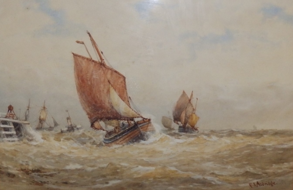 Frederick J. Aldridge (1850-1933) - watercolour - 'Returning To Port', signed 14" x 21".