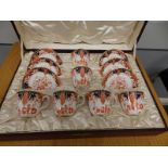 A cased set of six Royal Crown Derby Japan pattern teacups & saucers. (12)