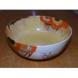 A Clarice Cliff Wilkinson Pottery Rhodanthe ;pattern bowl, 9" diameter.