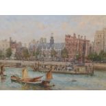 H. E. Tidmarsh (fl. 1880-1903) - watercolour with bodycolour - Lambeth Palace from the Bridge,