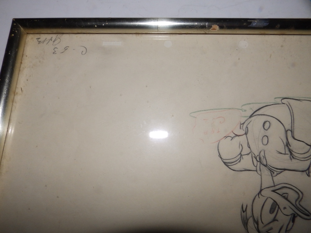 A preparatory drawing for a film animation cel depicting Donald Duck - 'TRAC52', initialled by - Image 3 of 3