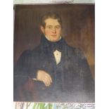 Victorian School - unframed oil on canvas - Portrait of a gentleman in white cravat, 30.5" x 25" -