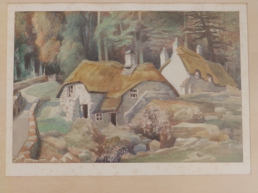 Edward Bouverie-Hoyton - watercolour - Buckland-in-the-Moor, 12" x 17.5".