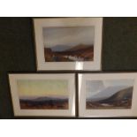 J. Whiteley - gouache - Dartmoor scene and two other moorland scenes. (3)