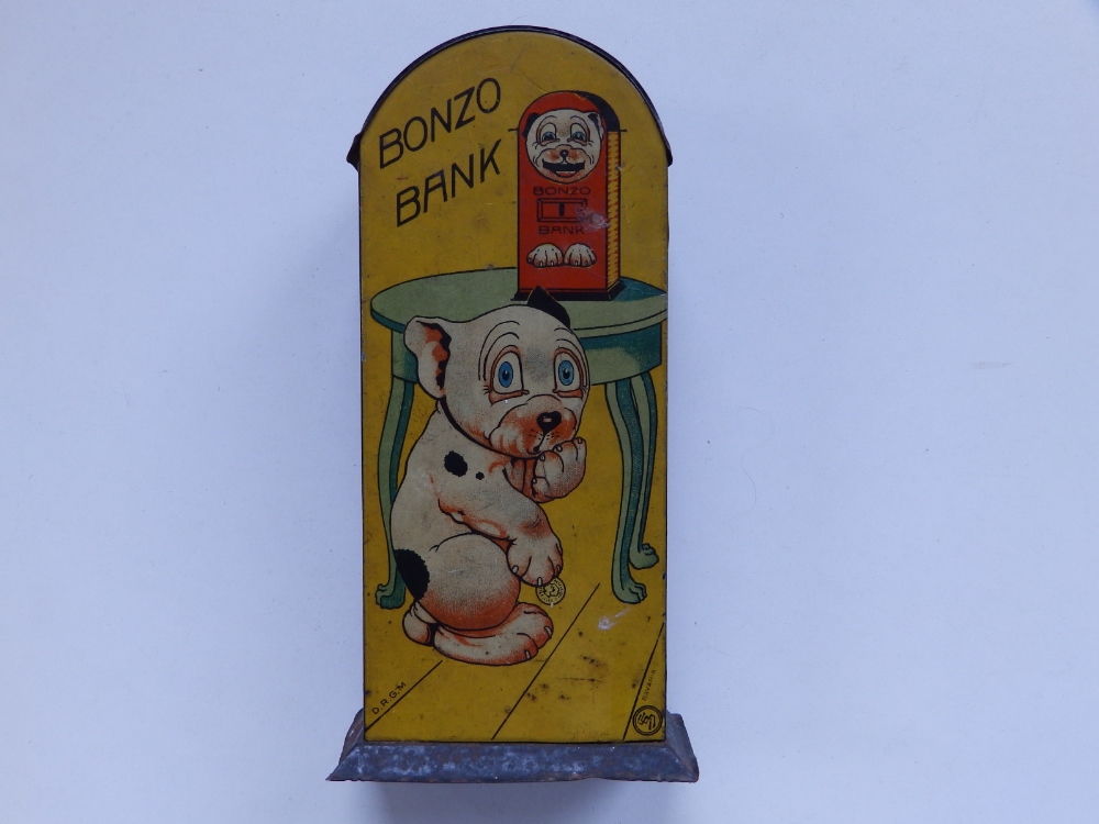 A 1920's/30's Bonzo tinplate Money Bank by Saalheimer & Strauss, Bavaria, 7" high - a/f and with the - Image 3 of 6
