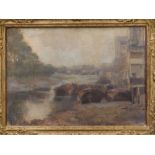 Late 19thC British School - oil on canvas board - Thames Estuary, monogrammed, English Art Club
