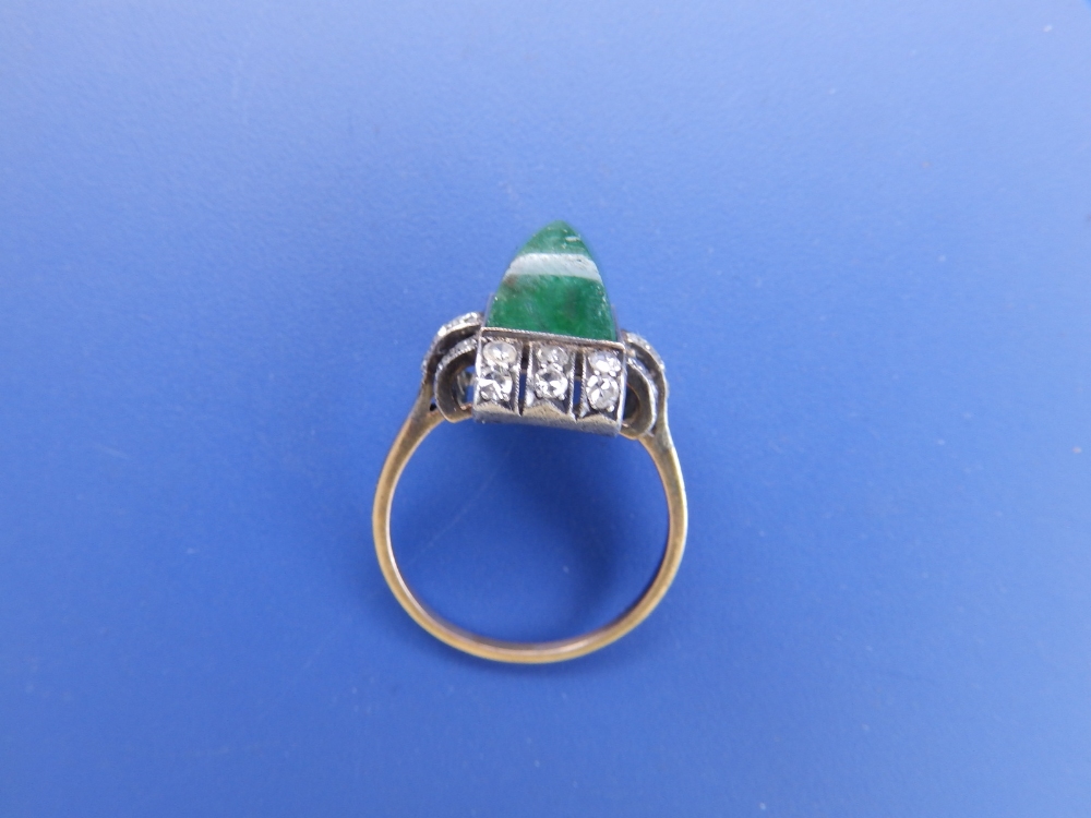 An emerald & diamond set dress ring. Finger size K/L - Image 2 of 2