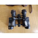 A pair of old Nenbar Lux binoculars in case.