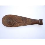 A Maori carved wood 'Mere', 14".