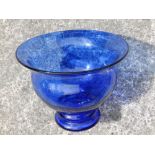 A mid 20thC blue glass vase.