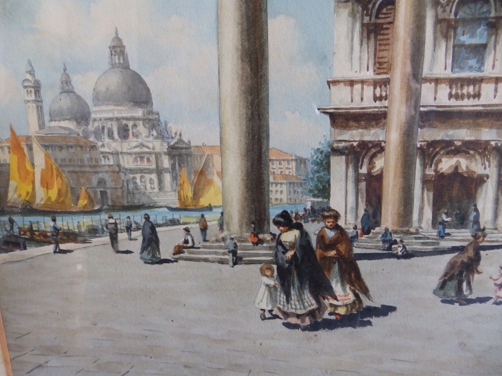 G. Marangoni - a pair of watercolours - St Mark's Square and a Venetian canal scene, signed, 23" x - Image 4 of 6