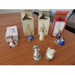 Three boxed Royal Doulton Bunnikins figures and three others. (6)