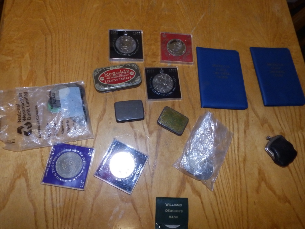 Modern collectors' coins and football related items.