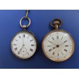 A 9K pocket watch - a/f and a silver pocket watch. (2)