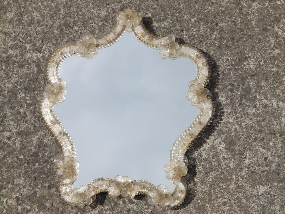 A 20thC Venetian glass wall mirror, 17.5" high.