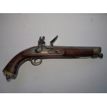 A reproduction flintlock pistol, 15.5" across.