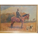CB - 20thC oil on canvas - Horseman with dog.