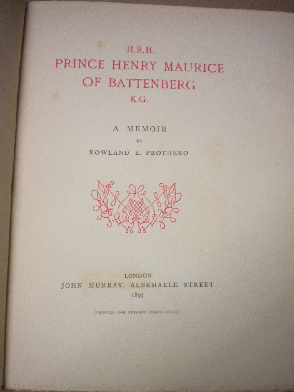 HRH Prince Henry of Battenburg' printed for private circulation in 1887, signed by Princess - Image 3 of 4