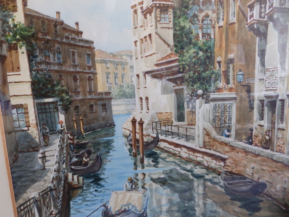 G. Marangoni - a pair of watercolours - St Mark's Square and a Venetian canal scene, signed, 23" x - Image 5 of 6