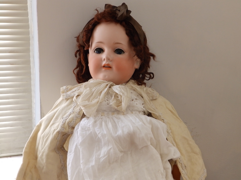 A large Bergmann bisque head girl doll, size 17 - head cracked. - Image 2 of 4