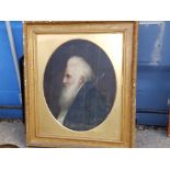 Victorian School - oval oil on canvas - Portrait of a white-haired bearded gentleman, 27" high - a/