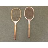 A Bussey Imperial tennis racquet by Farr & Sons and a Whitehall 'Raven' racquet. (2)