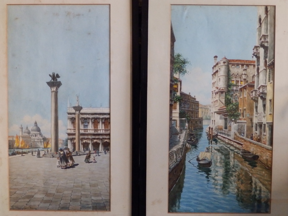 G. Marangoni - a pair of watercolours - St Mark's Square and a Venetian canal scene, signed, 23" x