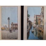 G. Marangoni - a pair of watercolours - St Mark's Square and a Venetian canal scene, signed, 23" x
