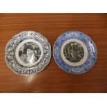 Two French Gien transfer printed earthenware tea plates; Joan of Arc & Crystal Palace.