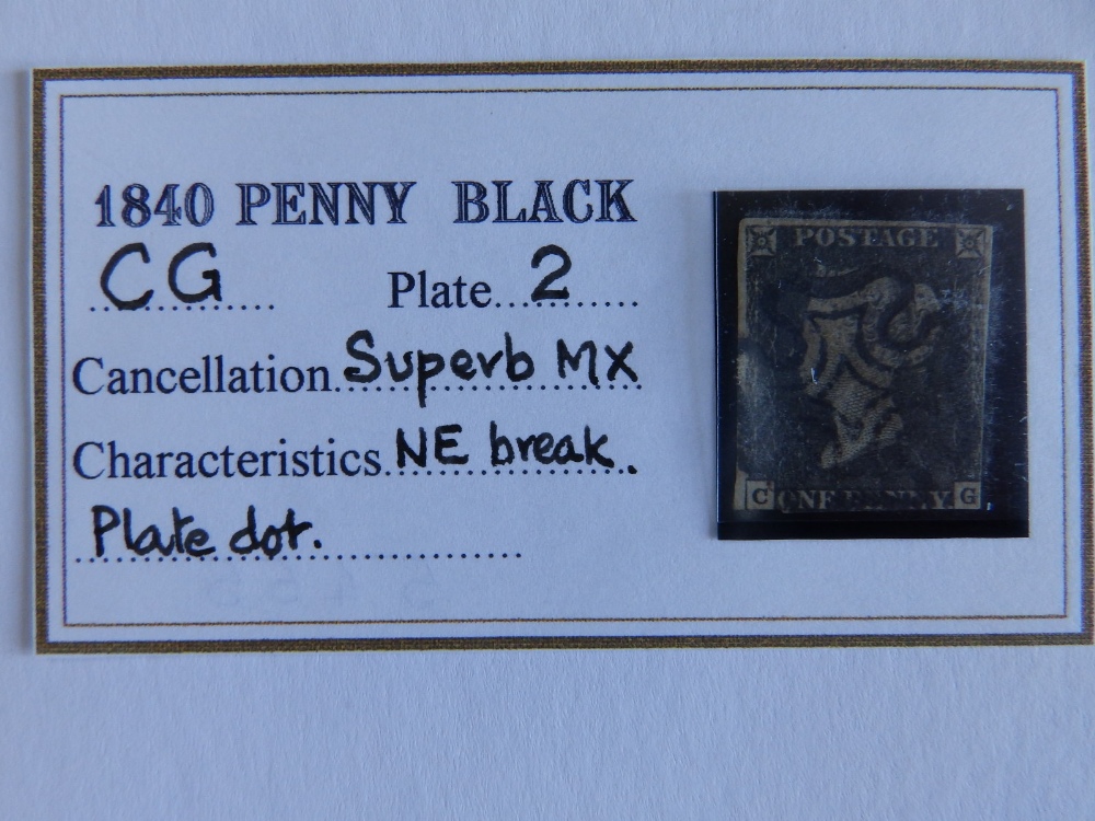 A Queen Victoria Penny Black - CG, Plate 2. - Image 2 of 2