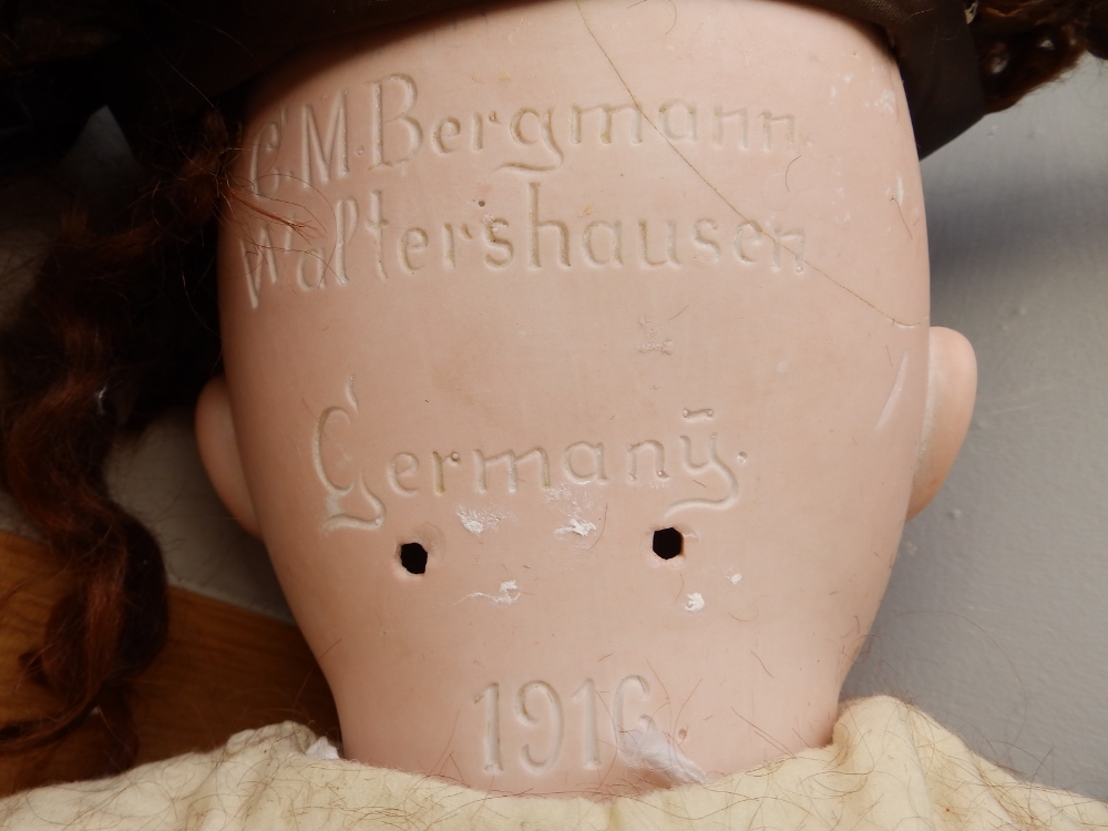 A large Bergmann bisque head girl doll, size 17 - head cracked. - Image 4 of 4