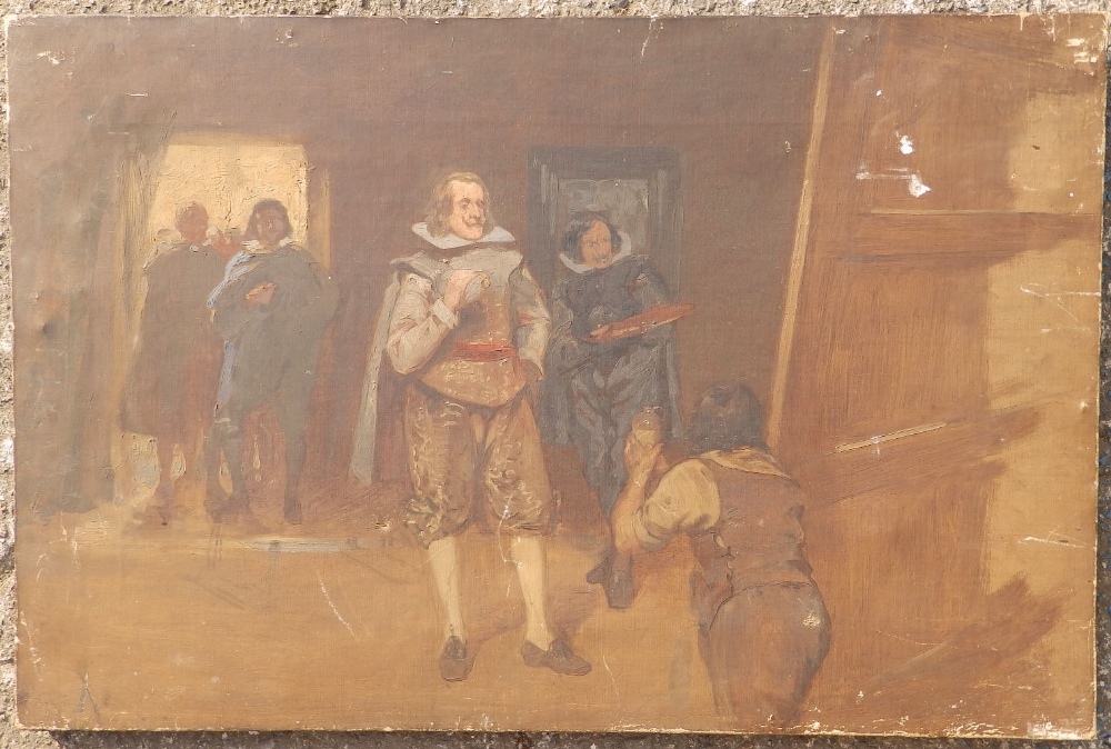 Fred Roe RI (1864-1947) - oil on canvas - sketch for his painting 'Philip IV visiting Velazquez in