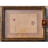 A framed Victorian Royal Warrant to W. A. Ferguson, Confectioner at Edinburgh 1866.