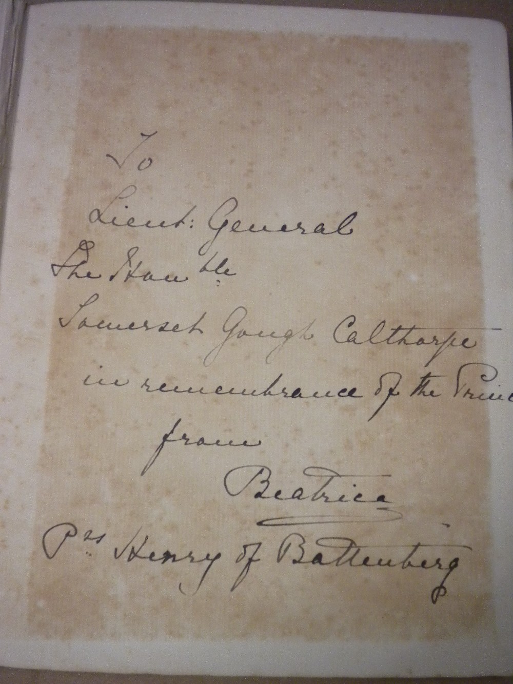 HRH Prince Henry of Battenburg' printed for private circulation in 1887, signed by Princess - Image 2 of 4