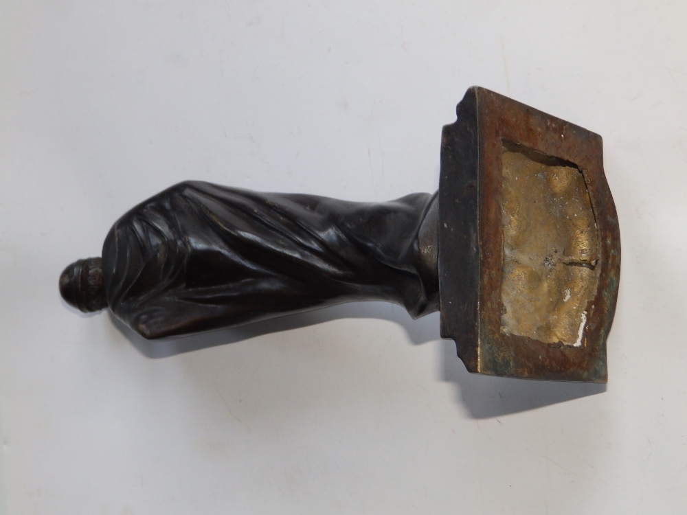 A bronze female figure in long tightly drawn gown, 12" high. - Image 2 of 2